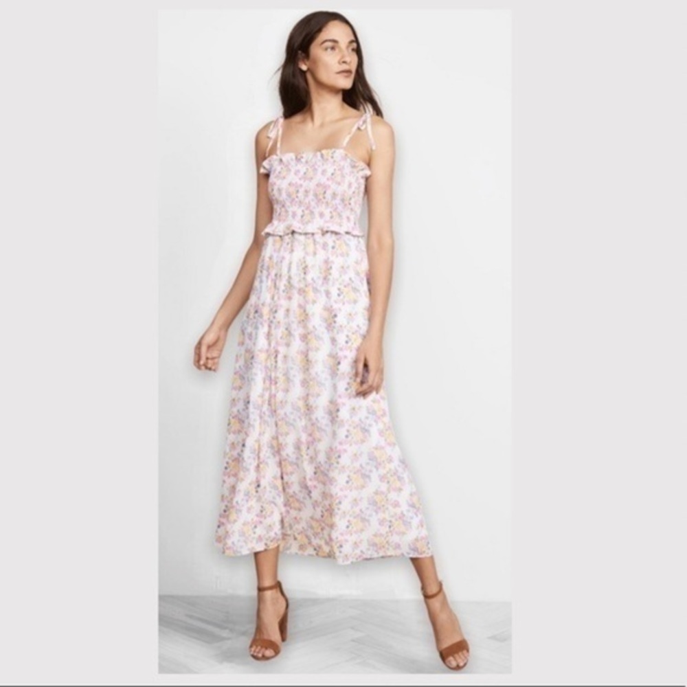 Floral Smocked Maxi Dress Cottagecore Boho Summer Vacation Sundress Kos Resort S
